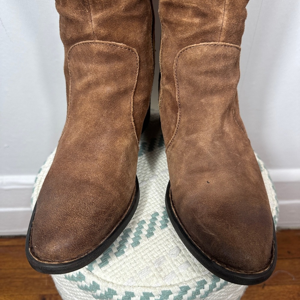 Born Felicia Leather Knee High Boots Brown Distressed Suede Lace Back Women 9.5 - Picture 8 of 16